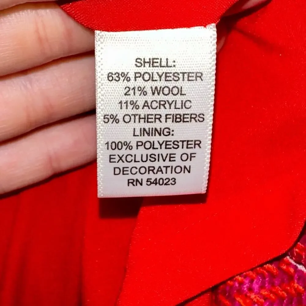 Banana Republic Textured Wool Blend Red Pink Sheath Dress Size 6 - Picture 6 of 13